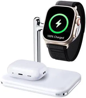 MAKAQI 2 in 1 Charger Stand for Apple Watch and AirPods, Foldable Watch Charging Dock Compatible with Apple Watch Series Ultra/10/9/8/7/6/Se/5/4/3 & Airpods Pro/4/3/2/1