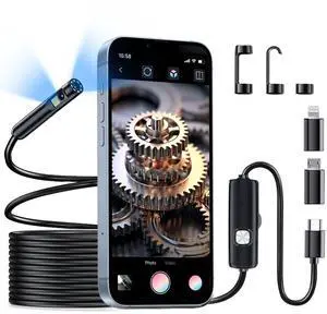 TLMUSE Borescope, Endoscope Camera with Light- 1920P HD Inspection Camera with Light, Dual Lens with 8+1 Adjustable LED Lights, IP67 Waterproof for Android, iPhone, iPad