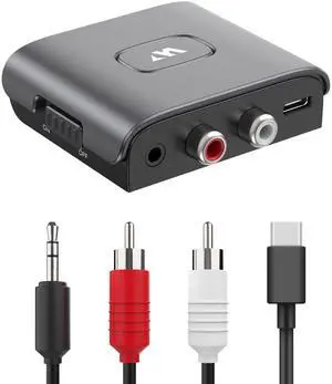 WARRKY Bluetooth Audio Receiver for Home Stereo RCA and 3.5mm Audio Jack, Bluetooth Audio Adapter for Speakers, Work for Sound System, Amplifier, Cars