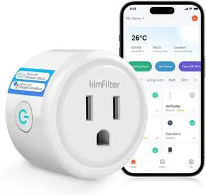KimFilter WiFi Smart Plug, Wireless Plugs Outlet Compatible with Alexa & Google Voice Assistant, App Controlled Outlet with Timer Function, 2.4GHz Only Wi-Fi Smart Socket, Smart Plug Timer for Home