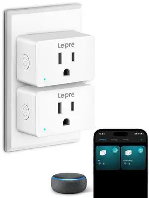 Lepro P1 Smart Plug Mini 15A, WiFi Outlet Plugs Compatible with Alexa & Google Assistant, Voice/APP Control, Timer & Group Controller, 2.4Ghz Only, ETL & FCC Certified, 2-Pack