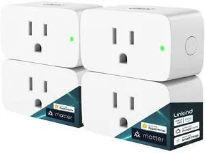 Linkind Matter Smart Plug, Work with Apple Home, Siri, Alexa, Google, SmartThings, Smart Home Smart Outlet Timer 15A/1800W, APP Remote Control & Schedule, ETL & FCC Certified, 2.4G Wi-Fi Only, 4 Pack Linkind Matter Smart Plug, Work with Apple Home, Siri, Alexa, Google, SmartThings, Smart Home Smart Outlet Timer 15A/1800W, APP Remote Control & Schedule, ETL & FCC Certified, 2.4G Wi-Fi Only, 4 Pack