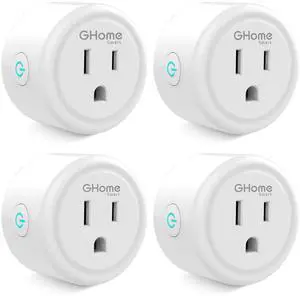 GHome Smart Plug Mini, WiFi Smart Outlet Plug Works with Alexa and Google Home, Timer Outlet with APP Control, 2.4GHz Network Only, No Hub Required, ETL FCC Listed (4 Pack), White