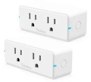 Govee Dual Smart Plug 2 Pack, 15A WiFi Bluetooth Outlet, Work with Alexa and Google Assistant, 2-in-1 Compact Design, Govee Home App Control Remotely with No Hub Required, Timer, FCC and ETL Certified