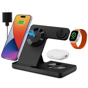 Magnetic 3 in 1 Wireless Charging Station for Magsafe iPhone 12-17 Series, Charging Station for Multiple Devices, Mag-Safe Wireless Charger Stand for Apple Watch Series/Ultra/SE & AirPods 4/3/2/Pro