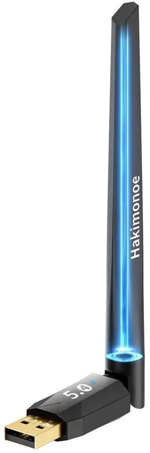 Hakimonoe Long Range USB Bluetooth 5.4 Adapter for PC, Wireless Dongle Enhanced Antenna for Laptop Desktop Computer Windows 11 10 8.1 7, Linux, Pair n Play Headphones Speaker Mice Keyboard Controller