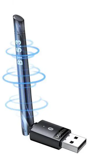 UGREEN Long Range Bluetooth 5.3 Adapter for PC, USB Bluetooth Dongle, Wireless Bluetooth Transmitter Receiver for Bluetooth Mouse Keyboard Headphones Speakers for Win11/10/8.1 (Plug & Play)