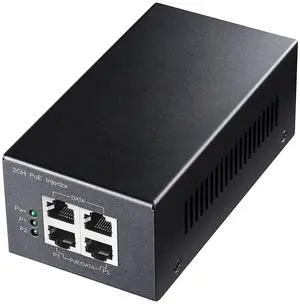 Cudy 2 Channel Gigabit PoE Injector, 10/100/1000Mbps, 2 Gigabit Input, 2 PoE Output, 2 x 30 watts PoE Adapter, Wall-Mount, Comply with 802.3at / 802.3af, 48V