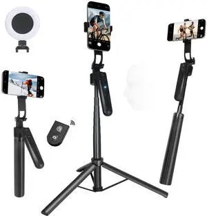 Extendable Auto Face Tracking Phone Tripod Stand, Compatible for Android/iPhone, 360° Rotation Selfie Sticks with Light, Smart AI Facial Recognition, Cameraman Shooting for Video, Vlog, Live Stream