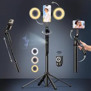 Auto Face Tracking Selfie Stick Tripod for iPhone with Light,360 Rotation That Follows Your Movement,70.9" Phone Camera Tripod Stand with Remote for Content Creator Vlog Live Stream Video Recording
