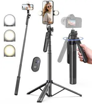 Yeaki 71" Phone Tripod,Tripod for iPhone with Fill Light and Rechargeable Remote,Aluminum Selfie Stick Phone Stand Compatible with Cell Phone/Camera/Ring Light/DJI/GoPro