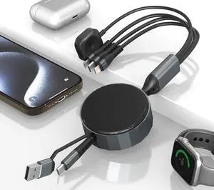 Retractable Multi Charging Cable for Apple Watch - 100W 4 in 1 Retractable Charging Cable with Lightning/Micro/Type C/iWatch Port Compatible with Apple Watch Series/iPhone 16/15/Galaxy Android