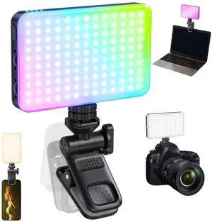 Selfie Light Phone Light Clip 129 LED RGB Lighting 10 Lighting Modes for iPhone Laptop Camera Portable Fill Light for Selfies Video Conferencing Photography TikTok YouTube Vlog Shooting
