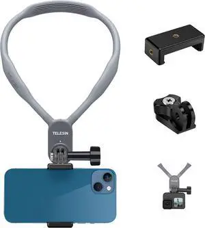 Plus Magnetic Neck Mount with Phone Holder, Necklace Lanyard Strap Chest Head POV for GoPro 12 11 10 9 8 Insta360 X3 X4 Ace Pro Go3 DJI Action 3 4 Osmo Pocket 3 Bike Motorcycle Accessories