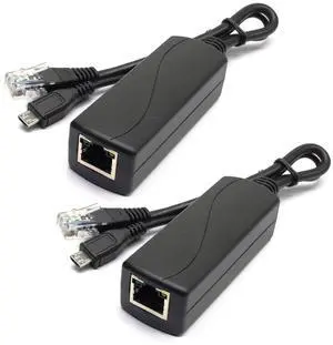2-Pack Active 5V 2.4A PoE Splitter Adapter IEEE 802.3af Compliant Micro USB 48V to 5V/2.4A for Tablets, Dropcam or Raspberry Pi, IPC, IP Camera and More 2-Pack Active 5V 2.4A PoE Splitter Adapter IEEE 802.3af Compliant Micro USB 48V to 5V/2.4A for Tablets, Dropcam or Raspberry Pi, IPC, IP Camera and More