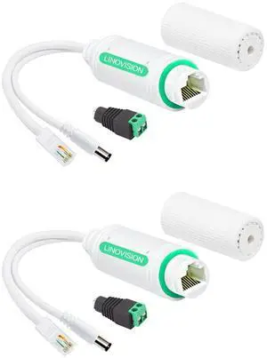 DC12V Waterproof POE Splitter, 10/100Mbps Outdoor Power Over Ethernet Splitter, IEEE802.3af/at POE to DC Power Supply for Security Cameras, VoIP Phone (2 Pack)