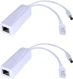 Gigabit PoE Splitter Adapter,12V 2A Output,1000Mbps, IEEE 802.3AF/at, Suitable for IP Cameras, AP WiFi, IP Phones, and Other DC Power Supply Devices,5.5x2.1mm DC, Input Voltage48-52V,2 Pack