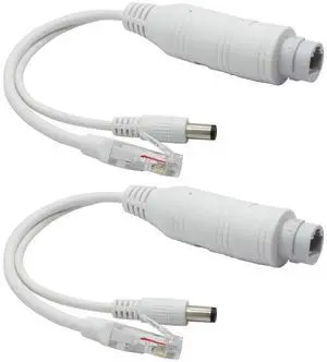 2-Pack Active 48V to 12V Waterproof PoE Splitter Adapter, IEEE 802.3af Compliant 10/100Mbps, for IP Camera AP Voip Phone and More, White