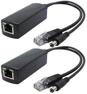 2-Pack Gigabit PoE Splitter, 48V to 12V 2A Ethernet Adapter, for Security Camera, AP, Voip and More, AV-PS12-G
