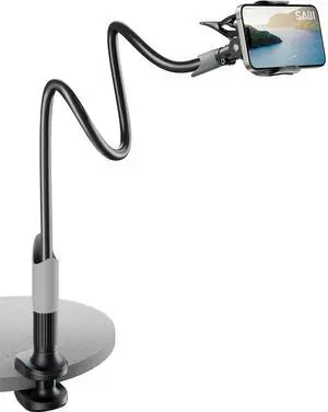 Gooseneck Bed Phone Holder, Flexible Long Arm Phone Mount for Desk, Clip Bracket Clamp Stand, iPhone Stand, Mobile Cell Phone Stand Document Camera Nintendo Switch (Black) Gooseneck Bed Phone Holder, Flexible Long Arm Phone Mount for Desk, Clip Bracket Clamp Stand, iPhone Stand, Mobile Cell Phone Stand Document Camera Nintendo Switch (Black)