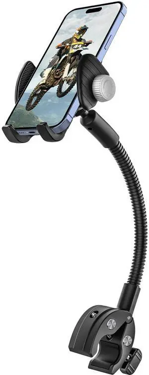 Gooseneck Phone Holder for Wheelchair, Stroller, Golf Cart, Boat, Mic Stand, Indoor Cycling Bike, Gym Bicycle Handlebar Clamp for iPhone Air 17 Pro Max 16 15 14 13 12 Plus, S25, 4.7 to 7" Smartphones Gooseneck Phone Holder for Wheelchair, Stroller, Golf Cart, Boat, Mic Stand, Indoor Cycling Bike, Gym Bicycle Handlebar Clamp for iPhone Air 17 Pro Max 16 15 14 13 12 Plus, S25, 4.7 to 7" Smartphones