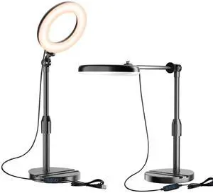 Portable Travel Ring Light for Laptop Zoom Video Conference, 5'' Bright Circle Light with Extendable Stand, Small Halo Lighting with Phone Holder for Video Recording Live Stream Facetime Photography