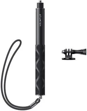 45" Invisible Selfie Stick, 1/4" Extended Monopod Pole, Solid and Compact Design for Insta360, for GoPro, DJI, Action Camera (Buckle Mount for GoPro and Wrist Strap Included)