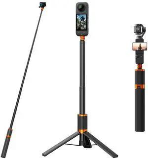 2 in 1 Action Camera Invisible Selfie Stick Tripod for Insta360 X5/X4/X3-48" Extension Pole Selfie Stick Handle Grip Adjustable Waterproof for GoPro Hero 13/12/11 DJI OSMO 360 Pocket