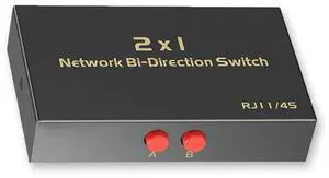 Network Switch Selector 2 in 1 Out or 1 in 2 Out, Ethernet Switch 2 Port, 2 Port Network Hub 100/500M, Metal Shell Network Switch Selector 2 in 1 Out or 1 in 2 Out, Ethernet Switch 2 Port, 2 Port Network Hub 100/500M, Metal Shell