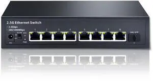 8-Port 2.5G Ethernet Switch with 10G SFP | Plug-and-Play Unmanaged Network Switch | 60Gbps Switching Capacity | Compatible with Gigabit/2.5Gb Multi-Gig for NAS, PC, Gaming & Home Office 8-Port 2.5G Ethernet Switch with 10G SFP | Plug-and-Play Unmanaged Network Switch | 60Gbps Switching Capacity | Compatible with Gigabit/2.5Gb Multi-Gig for NAS, PC, Gaming & Home Office