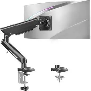 Single Monitor Mount for 32 27 24 22 inch Screen, Gas Spring Arm Holds 4.4-22 lbs, Monitor Desk Mount, Gaming & Home Office Use, VESA 75x75mm & 100x100mm, Freelift Pro Black