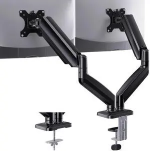 Dual Monitor Mount, Mounts 2 Screens Up to 32 Inch, Holds 22 lbs per Arm, Dual Monitor Stand with Excellent Design, Height-Adjustable, Tilt, Swivel & Rotate, VESA Standard 75mm or 100mm