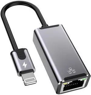 Lightning to Ethernet Adapter, 100Mbps Lightning to RJ45 Ethernet LAN Network Adapter Compatible with iPhone 14 13 12 11 Pro Max XS XR X 8 7 iPad, Plug and Play, 1.6FT