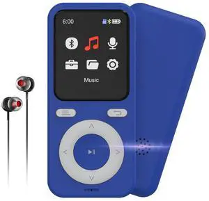 64GB MP3 Player with Bluetooth,Bluetooth Portable HiFi Lossless Sound MP3 Player with Speaker,Voice Recorder,Shuffle for Kids,Hiking,Running,Micro SD Card up to 128GB(Earbuds Included)