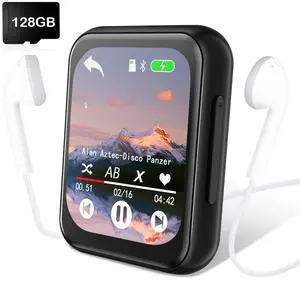 128GB MP3 Player with Bluetooth 5.3, Portable Digital Lossless Music Player with Built-in Speaker, 2.0 in Full Touch Screen, HiFi Sound, FM Radio, Voice Recorder, Earphones Included