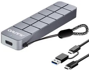 M.2 NVMe SSD Enclosure USB3.2 GEN2 10Gbps, 8TB Capacity 2-in-1 Type-C Cable, USB C to M-Key PCIE NVME SSD Adapter Reader Case Aluminum