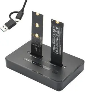 M.2 NVMe SSD Cloner USB 3.2 20Gbps NVMe Enclosure Tool-Free SSD to USB Adapter M.2 Duplicator Dual Bay Supports Offline Clone for 2230/2242/2260/2280 SSDs of M-Key