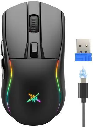 Tri-Mode Wireless Gaming Mouse, RGB Backlit Bluetooth 5.0/2.4G/USB-C Rechargeable Ergonomic Mouse with 6 Programmable Buttons, 24000 DPI, 1000Hz Polling Rate, for PC Laptop Mac Gamer Tri-Mode Wireless Gaming Mouse, RGB Backlit Bluetooth 5.0/2.4G/USB-C Rechargeable Ergonomic Mouse with 6 Programmable Buttons, 24000 DPI, 1000Hz Polling Rate, for PC Laptop Mac Gamer