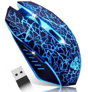 C10 Wireless Gaming Mouse Rechargeable Silent Optical Mice 7 Colors LED Lights, 7 Buttons 2400/1600/800DPI (Black) C10 Wireless Gaming Mouse Rechargeable Silent Optical Mice 7 Colors LED Lights, 7 Buttons 2400/1600/800DPI (Black)