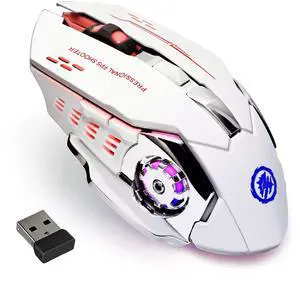 Wireless Gaming Mouse Bluetooth Mouse RGB Rechargeable 2.4G USB Cordless Computer Mice with 7 Color Backlit, 6 Buttons & Silent Click for Laptop, iPad, Mac OS, PC, Windows -White Wireless Gaming Mouse Bluetooth Mouse RGB Rechargeable 2.4G USB Cordless Computer Mice with 7 Color Backlit, 6 Buttons & Silent Click for Laptop, iPad, Mac OS, PC, Windows -White