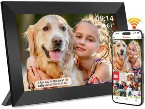 10.1 Inch WiFi Digital Picture Frame, 1280 X 800 HD Photo Frames, IPS Touch Screen Frames, 32GB Memory, Auto Rotate, Desk or Wall Mounted, Share Videos and Photos Anytime to Lovers and Family