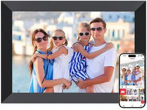 Digital Picture Frame, 10.1 Inch Smart WiFi Digital Photo Frame Electronic with 1280x800 HD IPS Touch Screen, Auto-Rotate, Wall Mountable, Share Photos/Videos Instantly via Frameo App