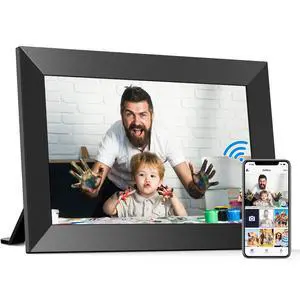 10.1 Inch WiFi Digital Picture Frame, IPS HD Touch Screen Cloud Smart Photo Frames with Built-in 32GB Memory, Wall Mountable, Auto-Rotate, Share Photos Instantly from Anywhere