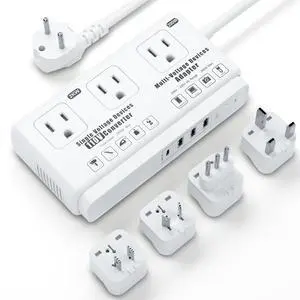 220v to 110v Travel Voltage Converter: International Universal Voltage Converter US to Europe Power Strip Plug Transformer - 2000W Electric Hair Dryer Step Down Outlet Converters for European UK EU