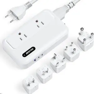 220V to 110V Converter with USB-C 35W, Universal Travel Adapter, US to Europe Power Converter for Hair Straightener/Curling Iron, Step Down Transformer(AU/EU/UK/India/South Africa Plug Adapter)