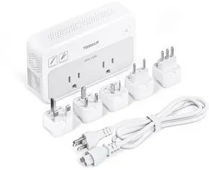 220V to 110V Voltage Converter, Universal Travel Power Adapter Combo with International Plug (Type C/G/D/I/L), 2AC 4 USB Ports(1 USBC)230W Max Step Down Transformer for US to Europe