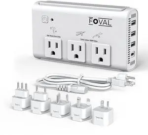 220V to 110V Travel Voltage Converter,  2000W International Power Converter for Hair Dryer, Straightener/Curling Iron with 4-Port USB (1 USB C), Step Down Transformer for US/EU/UK/AU/Italy/India