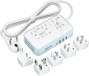 220V to 110V Voltage Converter US to Europe, 2000W Max International Power Converter with 4 USB Charging, Power Converter for European with Travel Plug Adapter