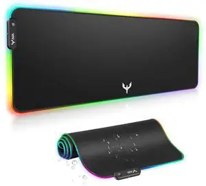 Extra Large RGB Gaming Mouse Pad-14 Light Modes, Extended Soft LED Mouse Pad, Anti-Slip Rubber Base, Computer Keyboard Mousepad Mat (31.5 x 12 Inch)