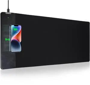 Mouse Pad with Wireless Charging, Gaming Mousepad, 31.5"x15.7" Extra Large Desk Mat XXL, Non-Slip Rubber Base, Waterproof Computer Keyboard Pad for Gaming, Home, Office, Black Desk Pad Mouse Pad with Wireless Charging, Gaming Mousepad, 31.5"x15.7" Extra Large Desk Mat XXL, Non-Slip Rubber Base, Waterproof Computer Keyboard Pad for Gaming, Home, Office, Black Desk Pad